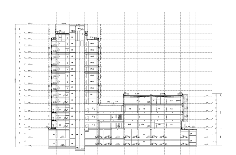 [上海]金融企业办公大楼建筑施工图（100+张CAD）-1-1剖面图