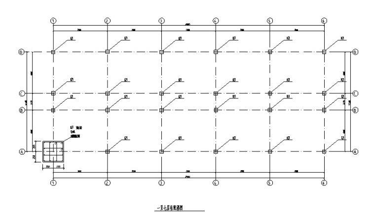 4119平米七层框架办公楼毕业设计（计算书、部分建筑、结构图纸）-一至七层柱配筋图