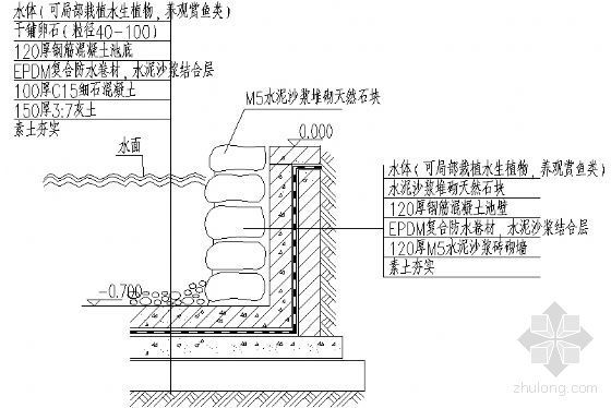 大水池方案cad施工图资料下载-大水池池壁节点详图