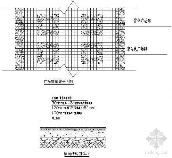 园林广场砖铺装资料下载-广场砖铺装大样