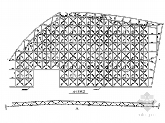 空间网架结构园博会植物馆钢结构深化图纸（845张超详细图纸）-D区山墙桁架腹杆布置图一
