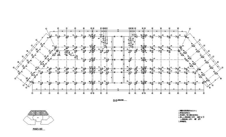 [湖北]长江大学石油科技中心框架结构施工图-屋面柱子定位图
