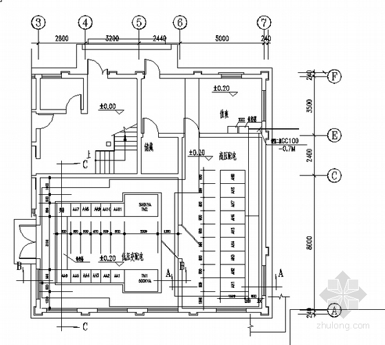 基建变电气图资料下载-低压变电所平剖面电气图