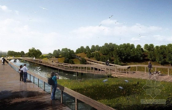[西安]特色文化创意湿地公园设计方案-景观效果图 