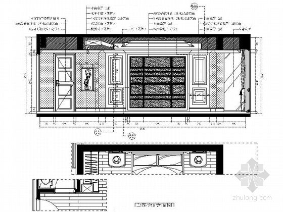 [四川]海景洋房欧式五居室样板房CAD施工图（含效果）主卧室立面图 