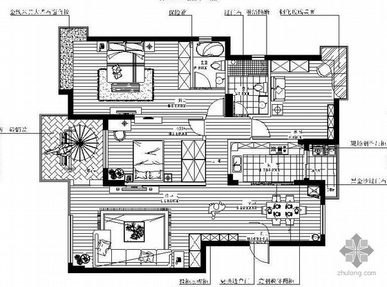 多层住宅现代风格方案图资料下载-现代风格三室两厅方案图（含效果）