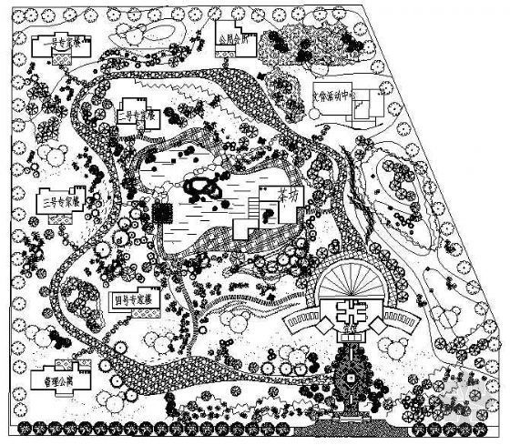 园林规划设计CAD平面图资料下载-某休闲区园林规划平面图