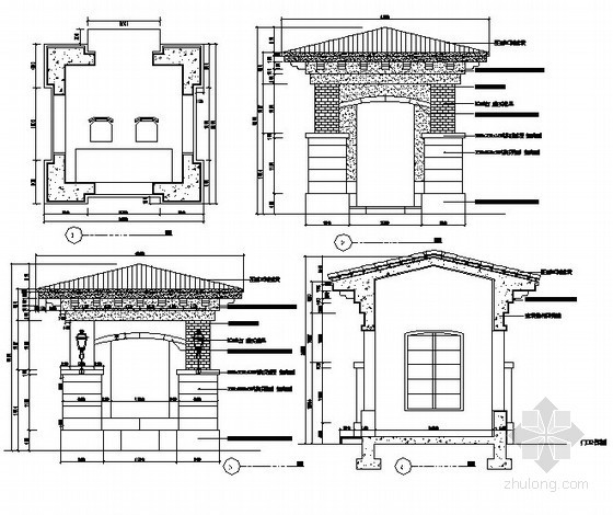 小区门卫室建筑设计资料下载-小区门卫室节点大样图