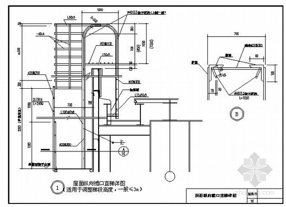 混凝土直梯资料下载-某屋面纵向檐口直梯节点构造详图