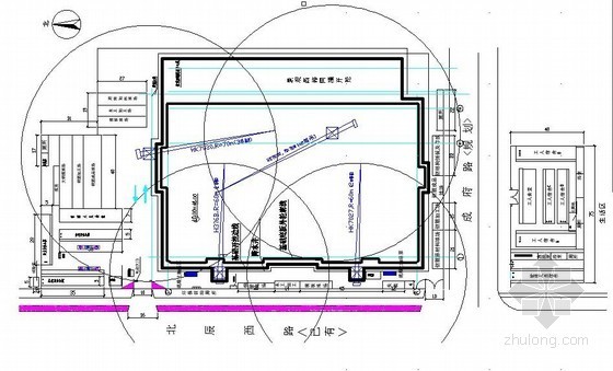 施工基础阶段平面布置图资料下载-小高层办公楼施工平面布置图（基础、主体、装饰）