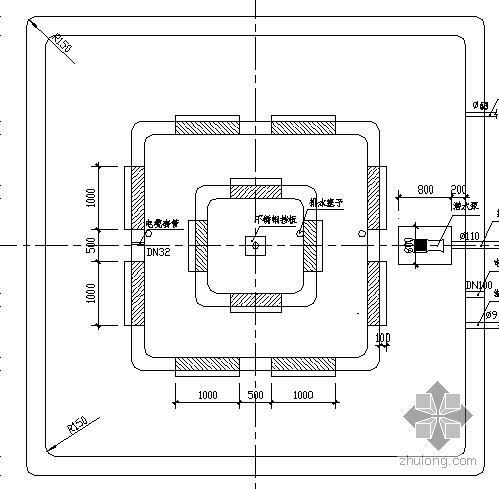 室外景观水池剖面大样图资料下载-某学校景观工程跌水池大样图