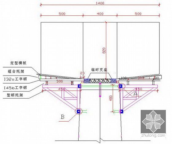 [湖南]新规范编制高铁特大桥连续梁悬浇施工方案（中交，2012）-0#块支架布设示意图