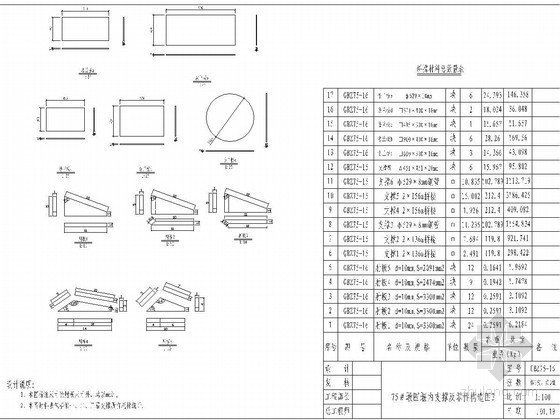 钢板桩围堰设计图93张CAD（8种平面布置 支撑结构）-围堰内支撑及零件构造图 