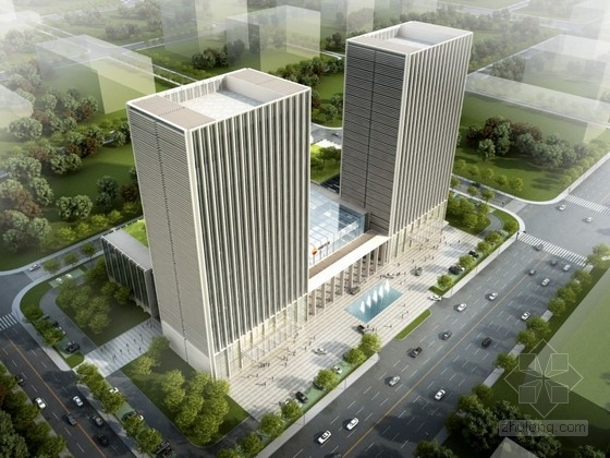 现代建筑办公楼资料下载-[天津]现代风格办公楼建筑设计方案文本