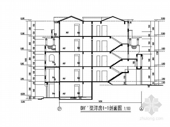 [重庆]某五层西班牙式BH型 花园洋房建筑施工图（含建筑节能模型）- 