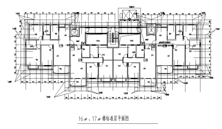 [徐州]剪力墙结构商业住宅脚手架施工方案（58页）-06 16、17号楼标准层平面图