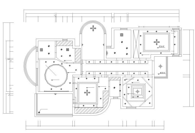 [上海]康桥半岛金沙苑别墅施工图设计方案-一层顶面布置图