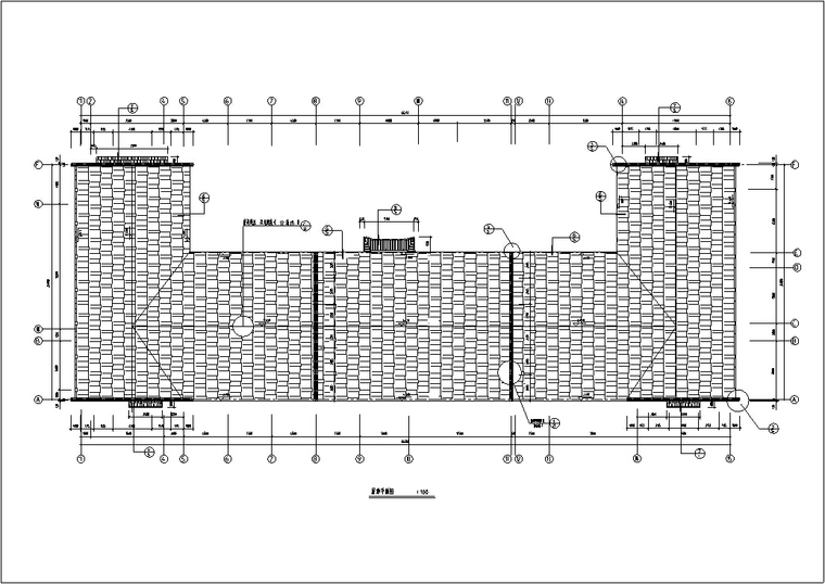 3套中式仿古建筑设计施工图CAD-中式古典农家乐餐饮建筑设计屋顶平面图