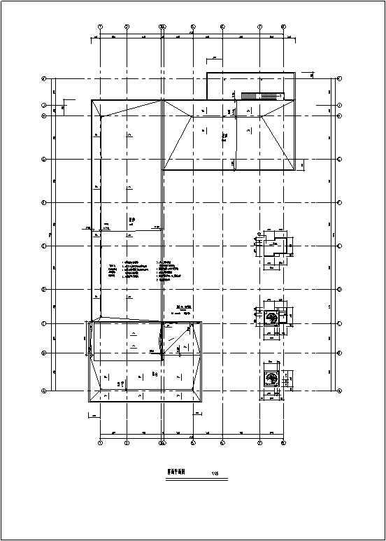 某小区配套二层商业建筑设计方案施工图CAD-小区配套二层商业建筑设计屋顶平面图