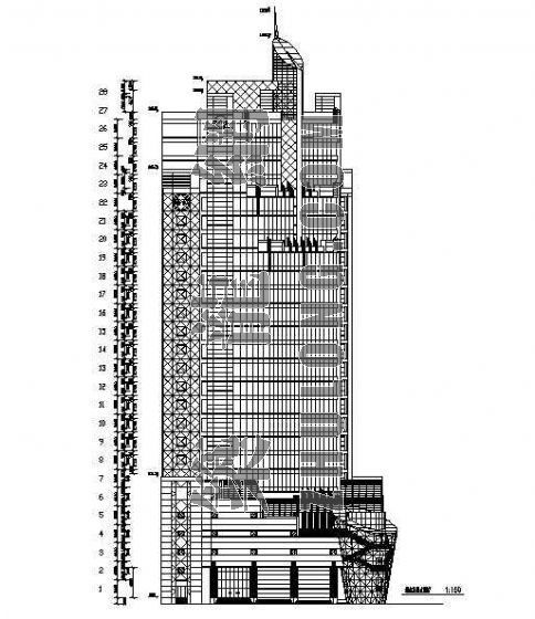 单幢高层办公楼方案效果图资料下载-高层办公楼图纸