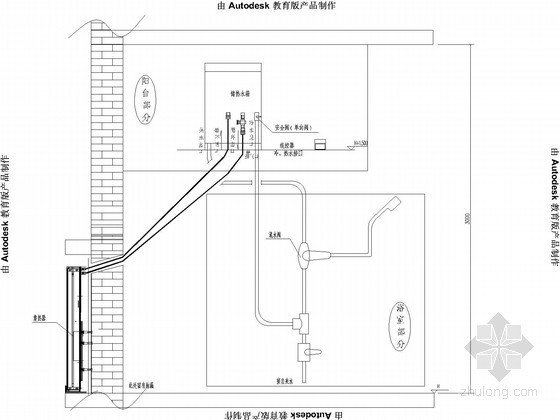 [山西]高层商住楼给排水及消防设计施工图（太阳能系统）-太阳能热水系统安装示意图 