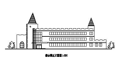 3层综合楼效果图资料下载-3层尖顶式度假村综合楼建图