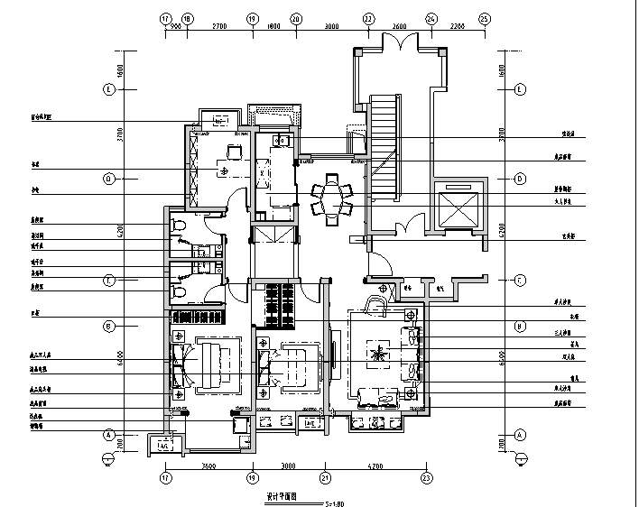 客厅剖面图片资料下载-三居室样板间设计施工图（附效果图）