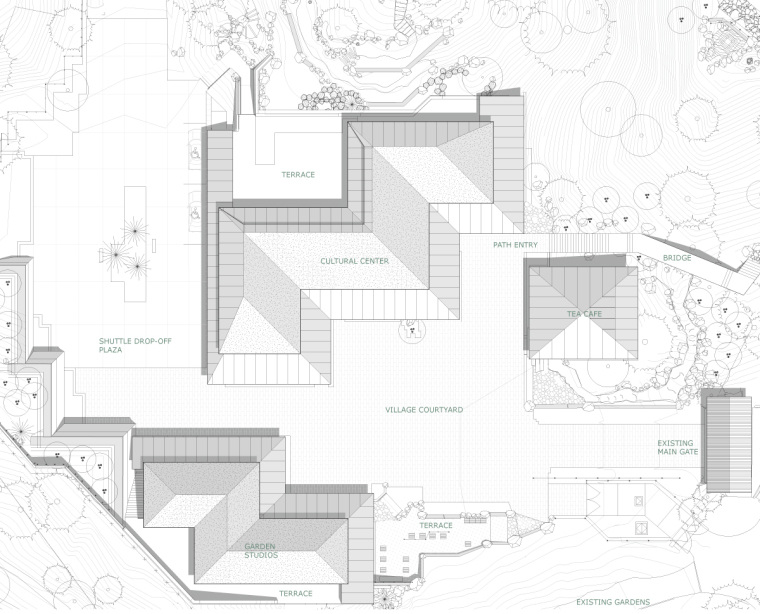 波特兰日本庭院文化村-KKAA_PJG_1-PLAN_ROOF_VILLAGE