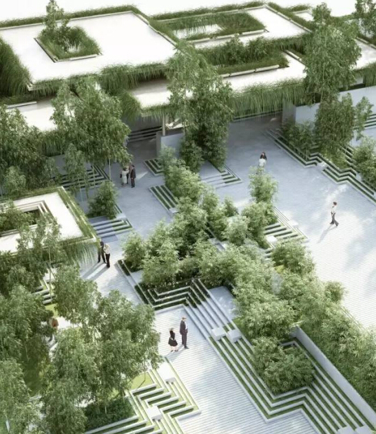 阶梯广场CAD资料下载-印度的阶梯井与水迷宫相结合的景观设计！
