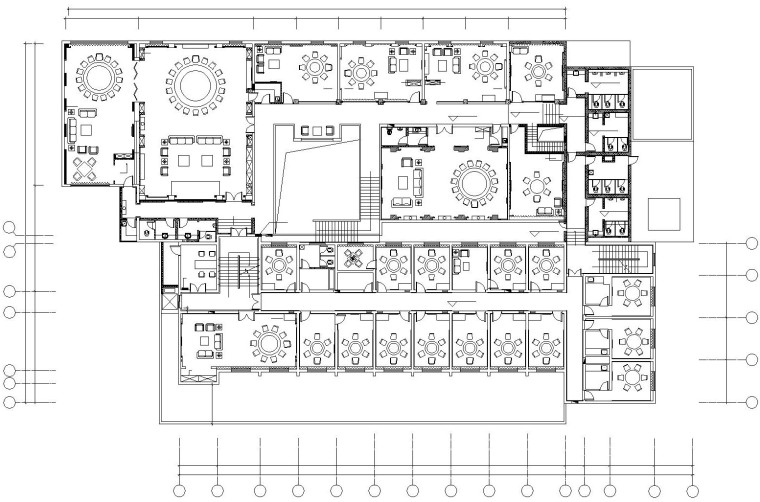 [三门峡]某中式风格大型酒楼内部装饰施工图及效果图-二层平面