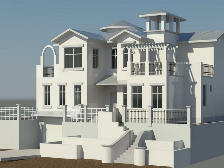 4层别墅revit模型资料下载-BIM模型-revit模型-双层带车库别墅模型