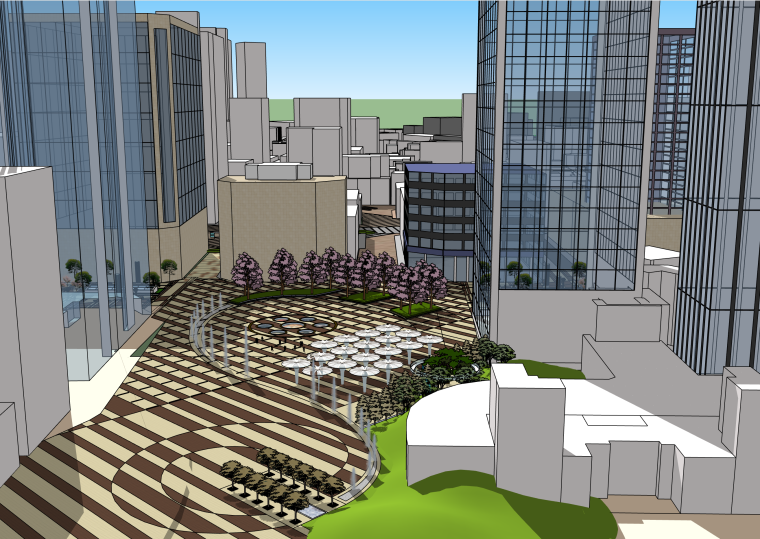 su步行街模型下载资料下载-商业街步行街改造建筑SU模型