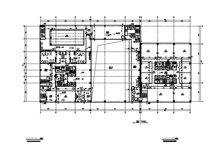 [江苏]高层连廊式办公酒店综合体建筑施工图-高层连廊式办公酒店综合体建筑平面图