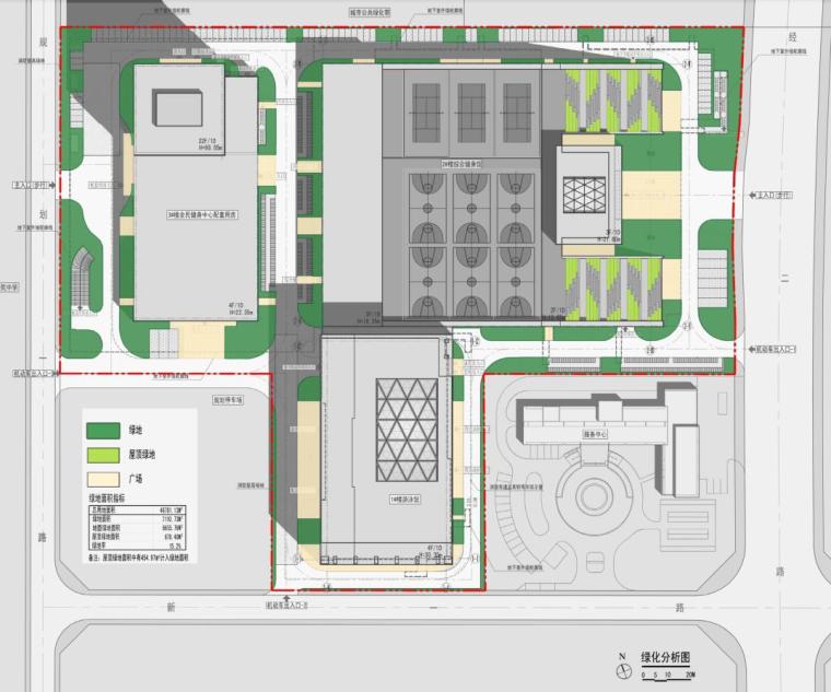 [浙江]普陀区全民健身中心建筑方案文本（PDF+134页）-绿化分析图