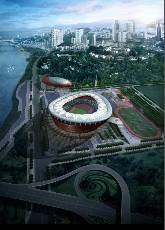 三层现代商业资料下载-[重庆]三层现代风格3万人体育中心建筑设计方案文本