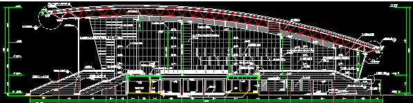 弧形平面图DWG资料下载-单层弧形体育活动中心立面设计