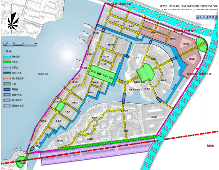 [湖北]武汉卓尔-最江南商业街建筑方案文本（PDF+68页）-道路交通规划图