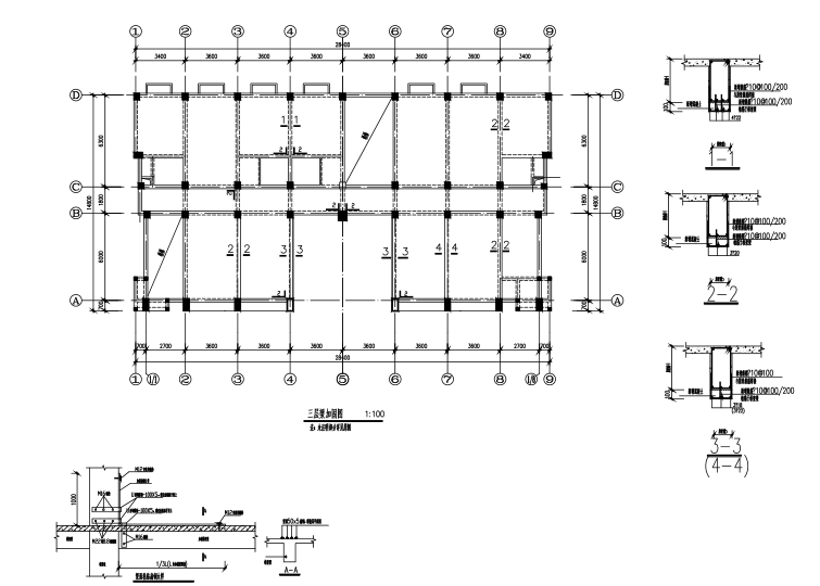 污水处理厂施工图纸资料下载-三层框架结构污水处理厂加固施工图