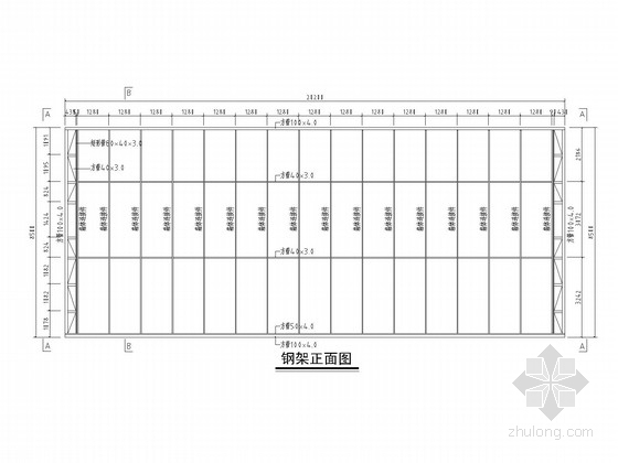 LED户外彩屏钢桁架结构施工图-钢架正面图 