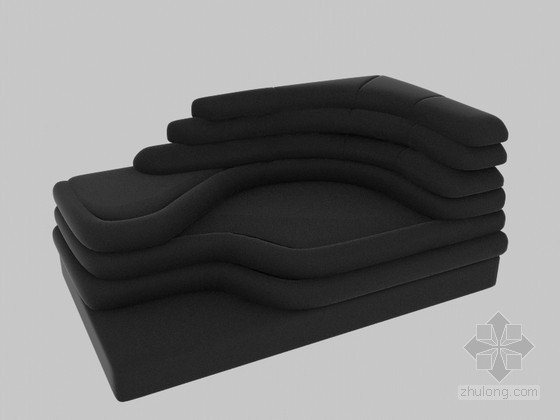 黑色胡桃木贴图资料下载-时尚黑色沙发3D模型下载
