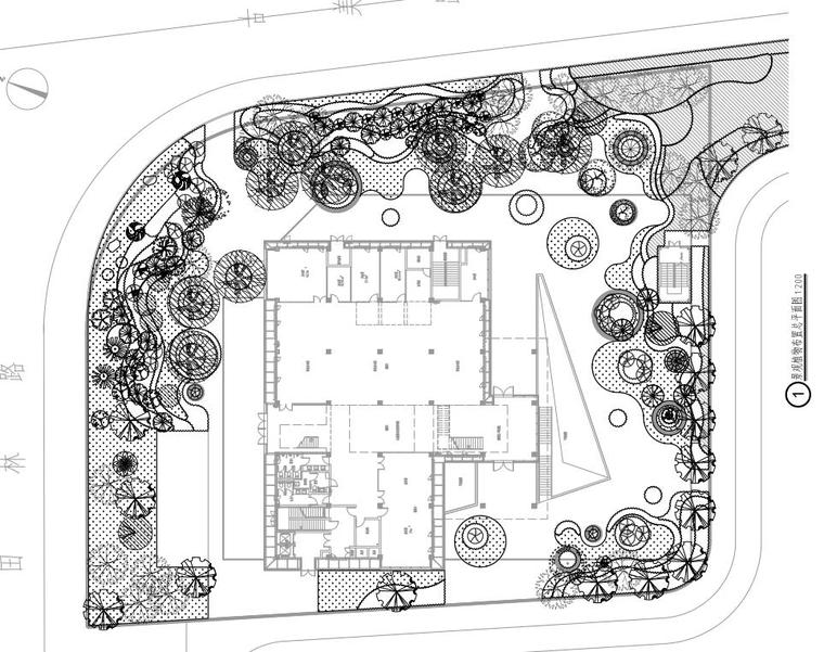 [湖北]漕河泾企业创新孵化器景观施工图设计-植物不知总平面图