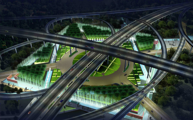 [江苏]高速公路出入口景观规划方案设计 A-8 E段透视图