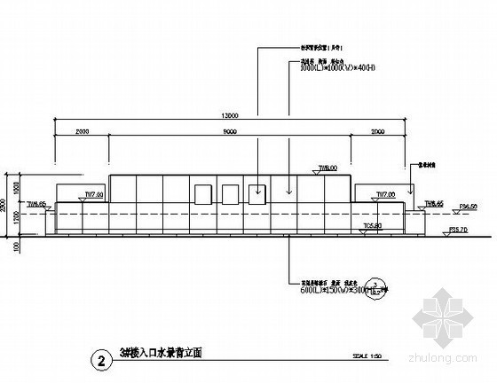 入口水景景观设计cad资料下载-镂空式入口水景墙施工详图