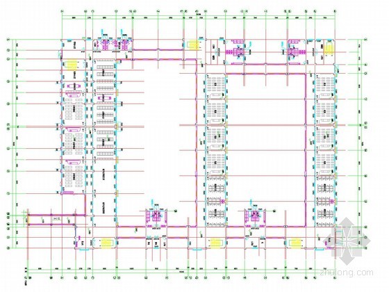 [江苏]多层教育建筑暖通系统设计施工图-二层暖通平面图 