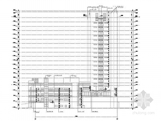 [山东]19层现代风格市级专科医疗中心建筑施工图-19层现代风格市级专科医疗中心立面图