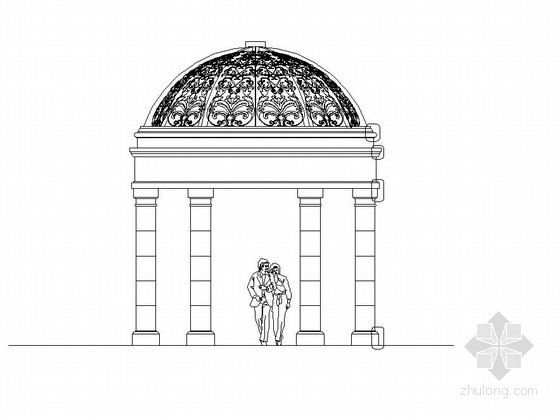 圆顶施工图cad资料下载-欧式圆顶休闲亭施工图