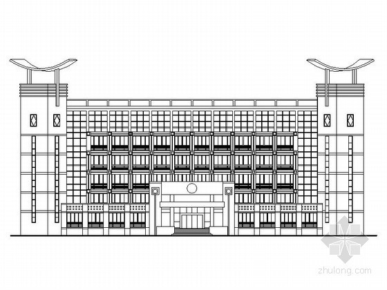 六层办公楼效果图模型资料下载-某市武警支队六层办公楼建筑方案图