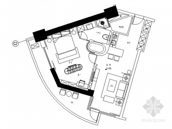 酒店式公寓户型平面图设计资料下载-现代酒店式公寓B户型室内装修图