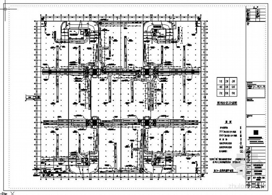 地下车库组合平面资料下载-某地下车库防排烟平面图