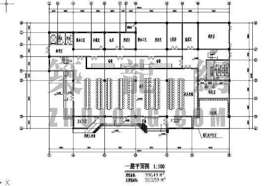 北方高层住宅建筑平面图资料下载-食堂建筑平面图